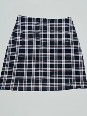 Brandy Melville Black & Brown Plaid Mini Skirt With Slits